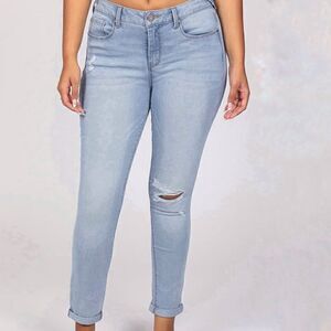 Sound/Style Comfort Stretch Jamie Ankle Skinny Light Wash Distressed Jeans